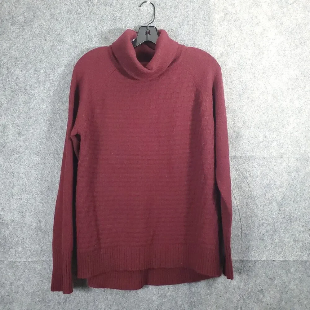 C&C California Womens Turtleneck Sweater Large Red Burgundy Long Sleeve Wool - Picture 1 of 13